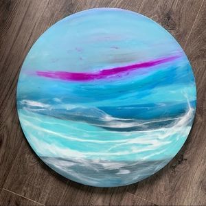 Original modern seascapes abstract art round board